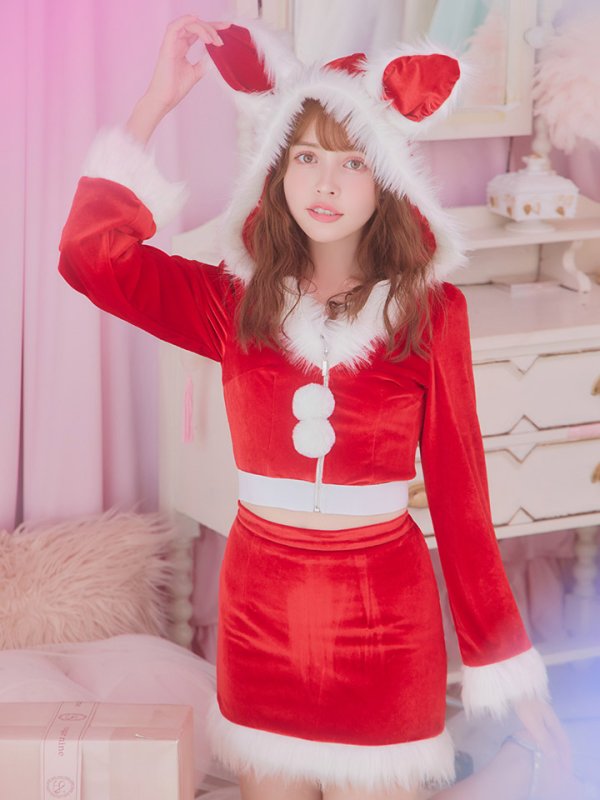 画像18: 【即日発送！】【サンタコス 4点セット】【S-Lサイズ/3カラー】セットアップバニーサンタコスプレ[YMT] (18)
