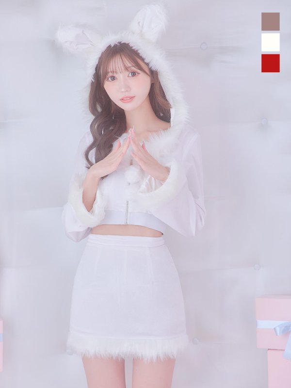 画像2: 【即日発送！】【サンタコス 4点セット】【S-Lサイズ/3カラー】セットアップバニーサンタコスプレ[OF04] (2)