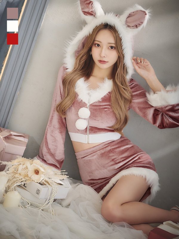 画像5: 【即日発送！】【サンタコス 4点セット】【S-Lサイズ/3カラー】セットアップバニーサンタコスプレ[OF04] (5)