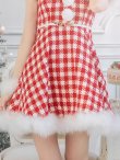 画像20: SALE!【サンタコス 5点セット】【XS-Lサイズ/1カラー】ギンガムチェック フレアワンピースサンタコスプレ[YMT] (20)