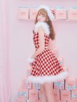 画像11: SALE!【サンタコス 5点セット】【XS-Lサイズ/1カラー】ギンガムチェック フレアワンピースサンタコスプレ[YMT] (11)