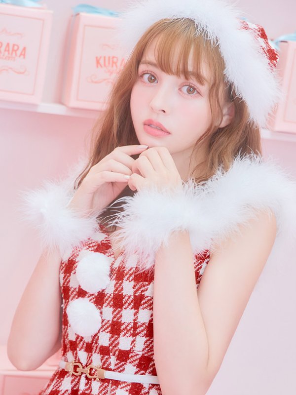 画像12: SALE!【サンタコス 5点セット】【XS-Lサイズ/1カラー】ギンガムチェック フレアワンピースサンタコスプレ[YMT] (12)
