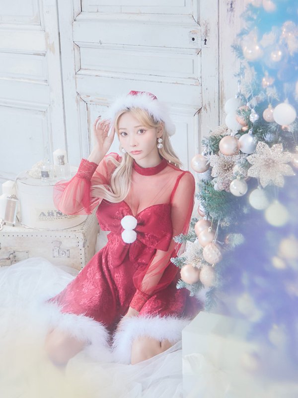 画像22: SALE!【サンタコス 3点セット】【S-XLサイズ/1カラー】チュールスリーブレースリボンサンタコスプレ[YMT] (22)