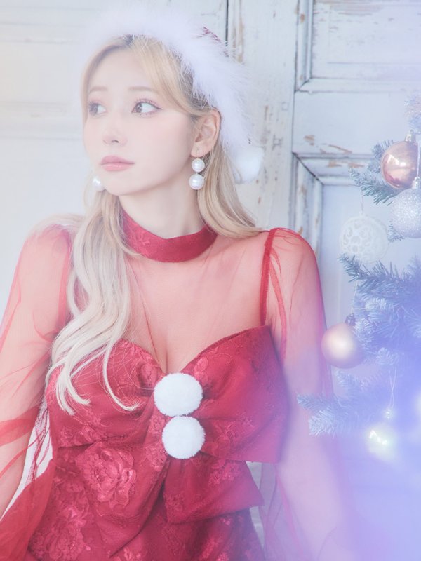 画像23: SALE!【サンタコス 3点セット】【S-XLサイズ/1カラー】チュールスリーブレースリボンサンタコスプレ[YMT] (23)