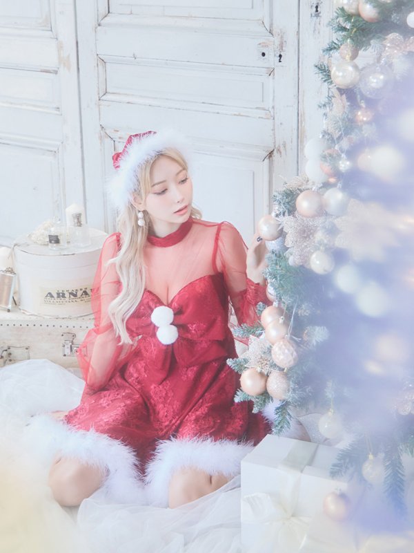 画像26: SALE!【サンタコス 3点セット】【S-XLサイズ/1カラー】チュールスリーブレースリボンサンタコスプレ[YMT] (26)