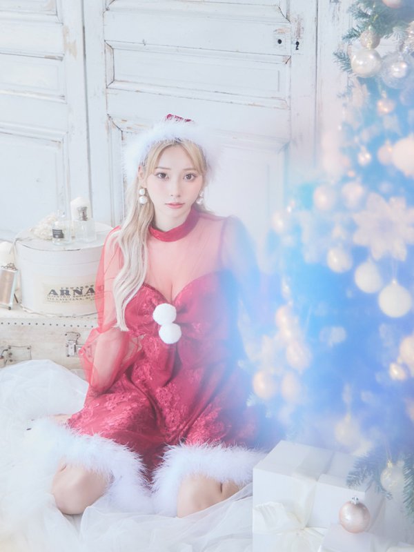 画像27: SALE!【サンタコス 3点セット】【S-XLサイズ/1カラー】チュールスリーブレースリボンサンタコスプレ[YMT] (27)