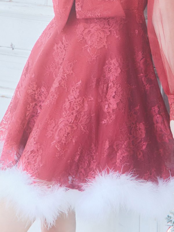 画像33: SALE!【サンタコス 3点セット】【S-XLサイズ/1カラー】チュールスリーブレースリボンサンタコスプレ[YMT] (33)