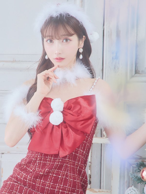 画像7: SALE!【サンタコス 5点セット】【XS-Mサイズ/1カラー】リボンキャミソールタイトツイードサンタコスプレ[YMT] (7)