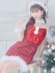 画像29: SALE!【サンタコス 5点セット】【XS-Mサイズ/1カラー】リボンキャミソールタイトツイードサンタコスプレ[YMT] (29)