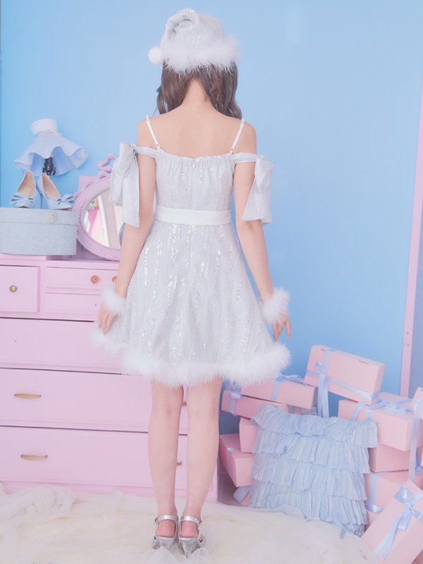 画像14: 【ノベルティ対象】SALE!【サンタコス 5点セット】【S-Lサイズ/1カラー】スパンコールフレアサンタコスプレ[YMT] (14)