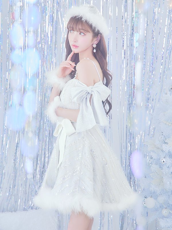 画像7: 【ノベルティ対象】SALE!【サンタコス 5点セット】【S-Lサイズ/1カラー】スパンコールフレアサンタコスプレ[YMT] (7)