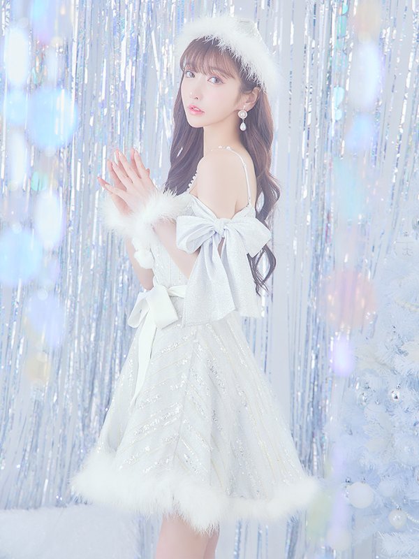 画像9: 【ノベルティ対象】SALE!【サンタコス 5点セット】【S-Lサイズ/1カラー】スパンコールフレアサンタコスプレ[YMT] (9)