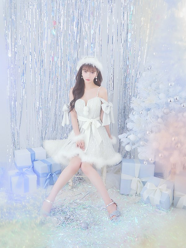 画像12: 【ノベルティ対象】SALE!【サンタコス 5点セット】【S-Lサイズ/1カラー】スパンコールフレアサンタコスプレ[YMT] (12)