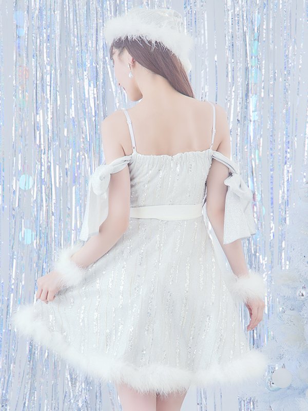 画像15: 【ノベルティ対象】SALE!【サンタコス 5点セット】【S-Lサイズ/1カラー】スパンコールフレアサンタコスプレ[YMT] (15)