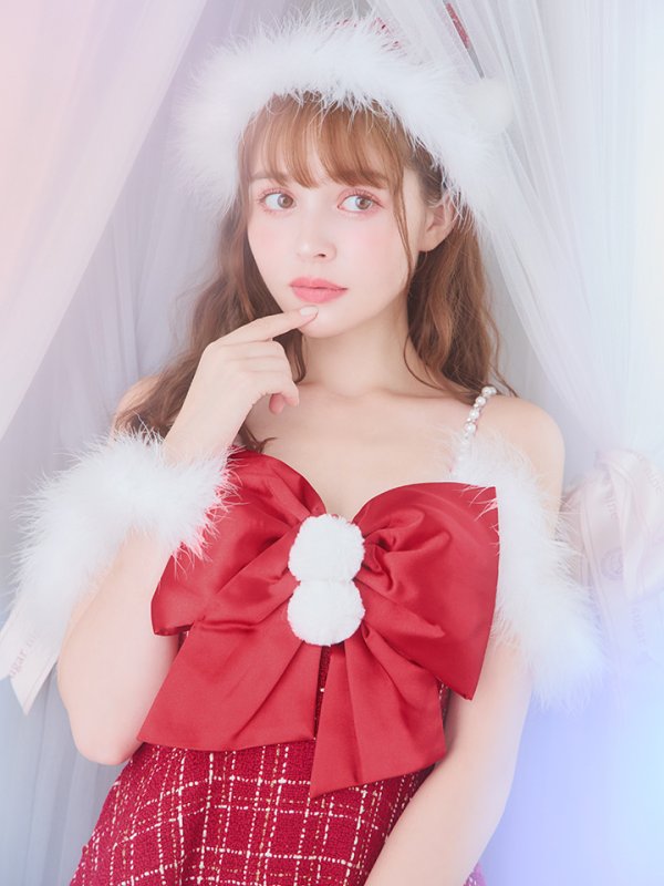 画像38: 【ノベルティ対象】【即日発送！】【サンタコス 5点セット】【S-XLサイズ/1カラー】リボンキャミソールフレアツイードサンタコスプレ[YMT] (38)