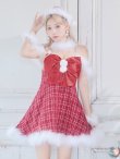 画像19: 【即日発送！】【サンタコス 5点セット】【S-XLサイズ/1カラー】リボンキャミソールフレアツイードサンタコスプレ[YMT] (19)