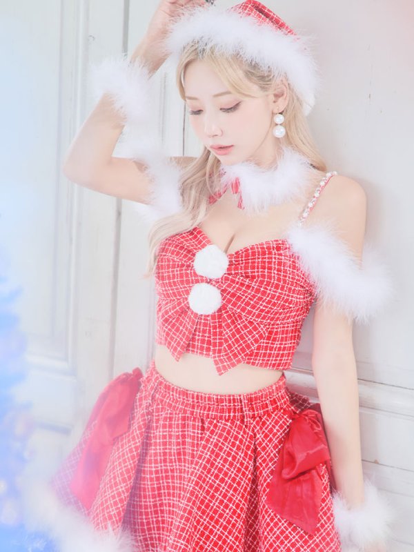 画像9: SALE!【サンタコス 6点セット】【XS-Mサイズ/1カラー】リボンモチーフセットアップフレアサンタコスプレ】[YMT] (9)