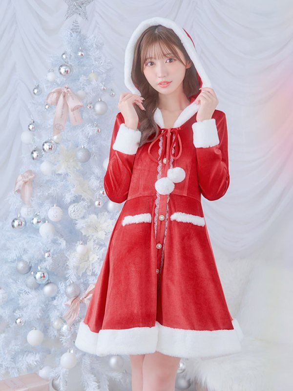 画像11: 【即日発送!】【サンタコス 1点セット】【S-Lサイズ/1カラー】ワンピースコート風サンタ[YMT] (11)