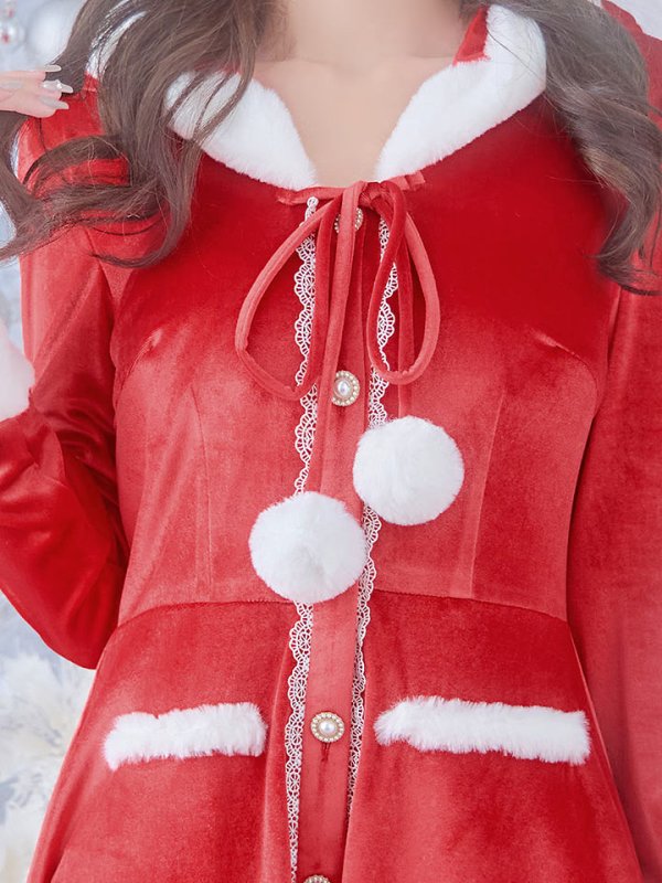 画像16: 【即日発送!】【サンタコス 1点セット】【S-Lサイズ/1カラー】ワンピースコート風サンタ[YMT] (16)