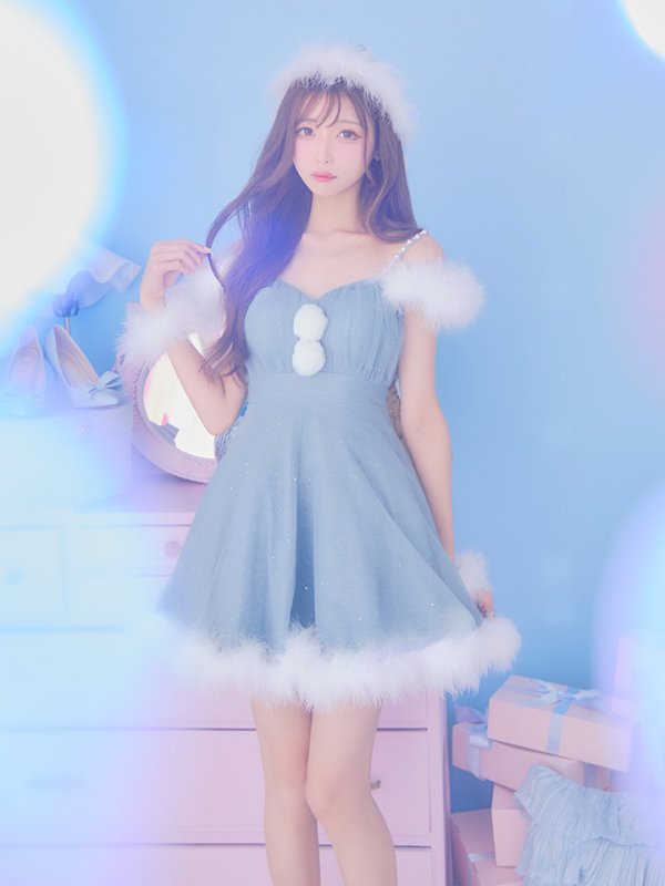 画像8: 【ノベルティ対象】【即日発送！】【サンタコス 4点セット】【S-Lサイズ/3カラー】フレアチュールサンタコスプレ[YMT] (8)