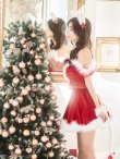 画像6: 即日発送!【サンタコス 5点セット】【S-Lサイズ/2カラー】サテンリボンファーサンタコスプレ[YMT] (6)