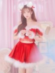 画像22: 即日発送!【サンタコス 5点セット】【S-Lサイズ/2カラー】サテンリボンファーサンタコスプレ[YMT] (22)