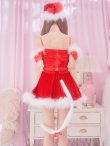 画像33: 即日発送!【サンタコス 5点セット】【S-Lサイズ/2カラー】サテンリボンファーサンタコスプレ[YMT] (33)