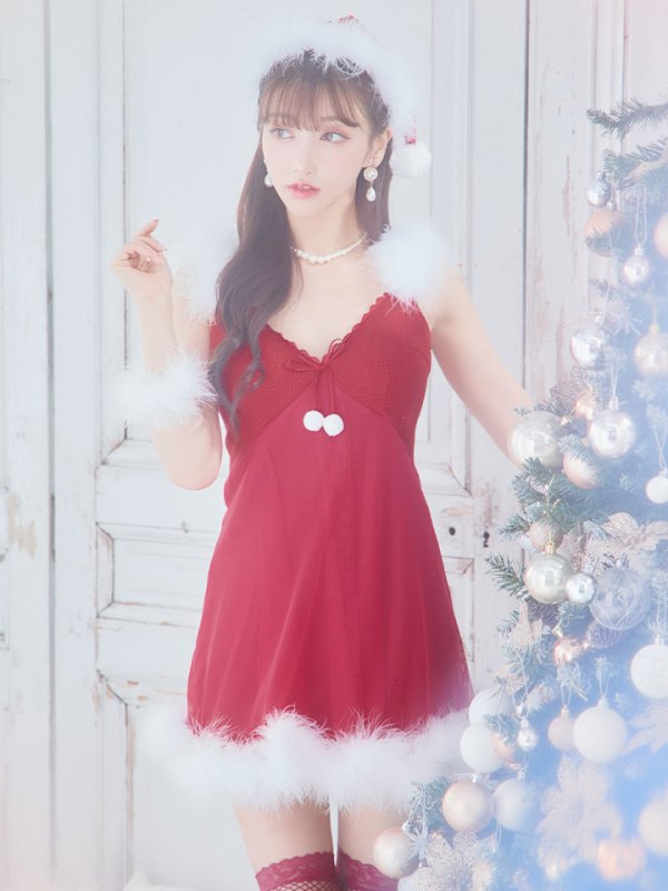 画像4: SALE!【サンタコス 5点セット】【S-Lサイズ/1カラー】ベビードールサンタコスプレ[YMT] (4)