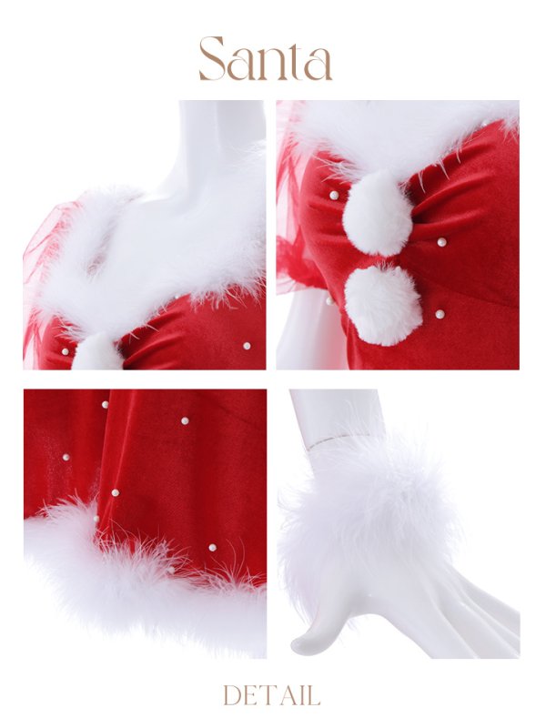 画像20: SALE!【サンタコス 4点セット】【S-Lサイズ/1カラー】ベロアパールフレアスカートサンタコスプレ[YMT] (20)