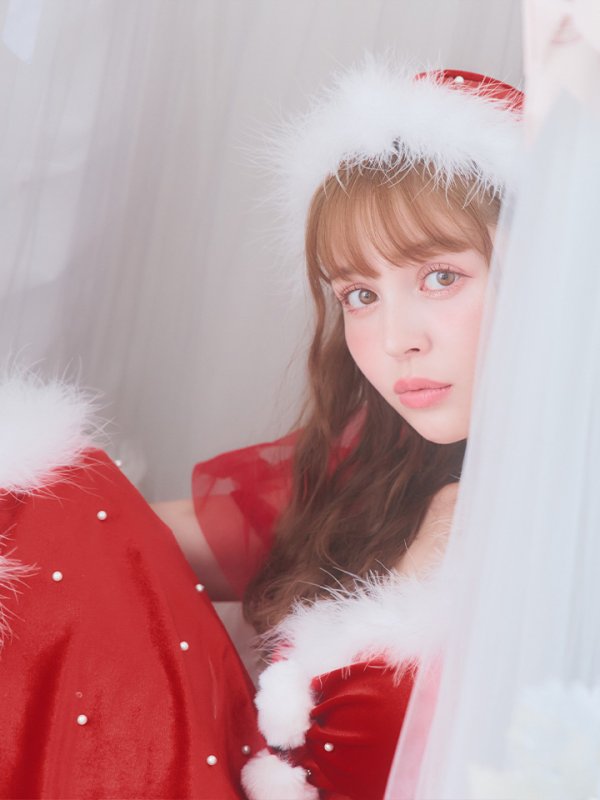 画像6: SALE!【サンタコス 4点セット】【S-Lサイズ/1カラー】ベロアパールフレアスカートサンタコスプレ[YMT] (6)