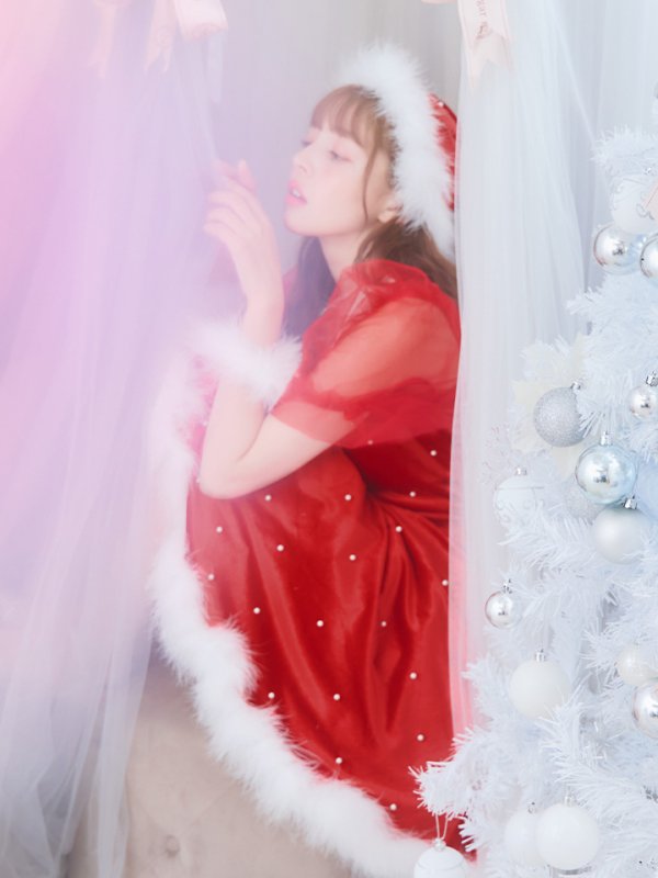 画像8: SALE!【サンタコス 4点セット】【S-Lサイズ/1カラー】ベロアパールフレアスカートサンタコスプレ[YMT] (8)