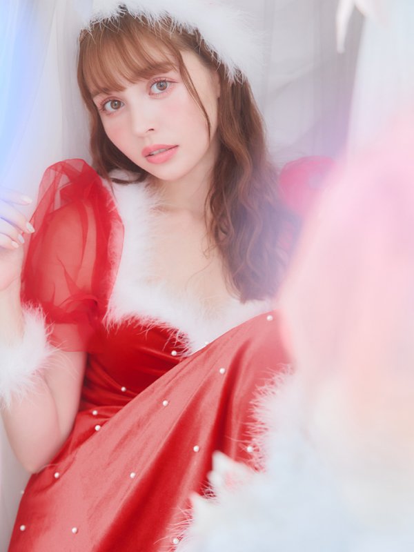 画像14: SALE!【サンタコス 4点セット】【S-Lサイズ/1カラー】ベロアパールフレアスカートサンタコスプレ[YMT] (14)