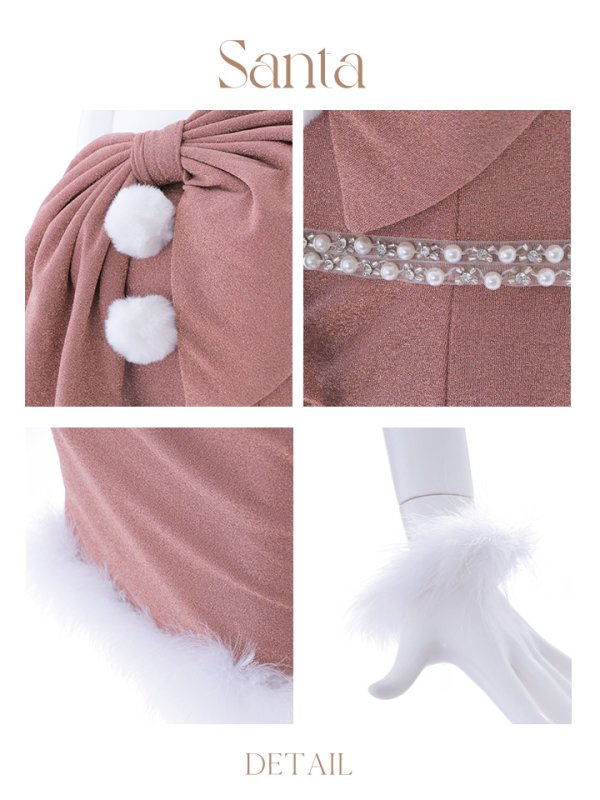 画像20: 【ノベルティ対象】【即日発送】【サンタコス4点セット】【S-Lサイズ/1カラー】ワンショルダーリボンサンタコスプレ[YMT] (20)