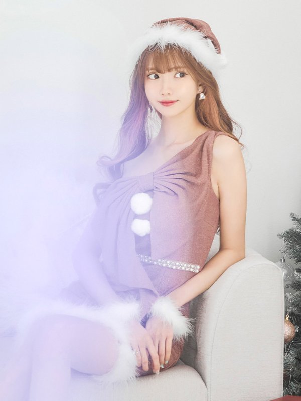 画像10: 即日発送!【サンタコス4点セット】【S-Lサイズ/1カラー】ワンショルダーリボンラメサンタコスプレ[OF04] (10)