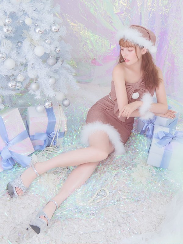 画像8: 【ノベルティ対象】【即日発送】【サンタコス4点セット】【S-Lサイズ/1カラー】ワンショルダーリボンサンタコスプレ[YMT] (8)