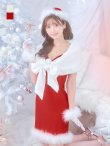 画像2: 【即日発送！】【サンタコス 5点セット】【S-Lサイズ/2カラー】サテンリボンファーサンタコスプレ[YMT] (2)