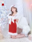 画像3: 【即日発送！】【サンタコス 5点セット】【S-Lサイズ/2カラー】サテンリボンファーサンタコスプレ[YMT] (3)