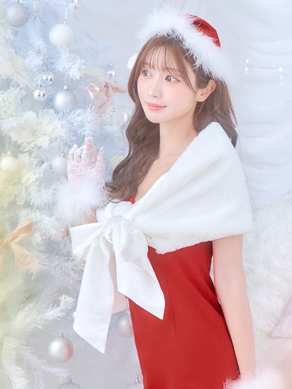 画像11: 【ノベルティ対象】【即日発送！】【サンタコス 5点セット】【S-Lサイズ/2カラー】サテンリボンファーサンタコスプレ[YMT] (11)