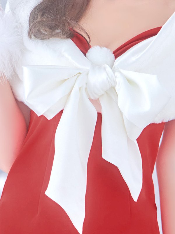 画像16: 【ノベルティ対象】【即日発送！】【サンタコス 5点セット】【S-Lサイズ/2カラー】サテンリボンファーサンタコスプレ[YMT] (16)