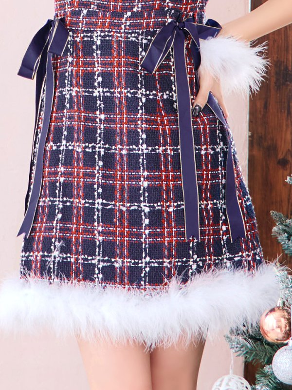 画像17: SALE!【サンタコス 4点セット】【S-Lサイズ/2カラー】サイドリボンツイードサンタコスプレ[YMT] (17)