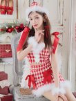 画像2: 【即日発送！】【サンタコス 6点セット】【XS-Lサイズ/1カラー】ショルダーリボン赤チェックタイトサンタ[YMT] (2)
