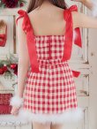 画像5: 【即日発送！】【サンタコス 6点セット】【XS-Lサイズ/1カラー】ショルダーリボン赤チェックタイトサンタ[YMT] (5)