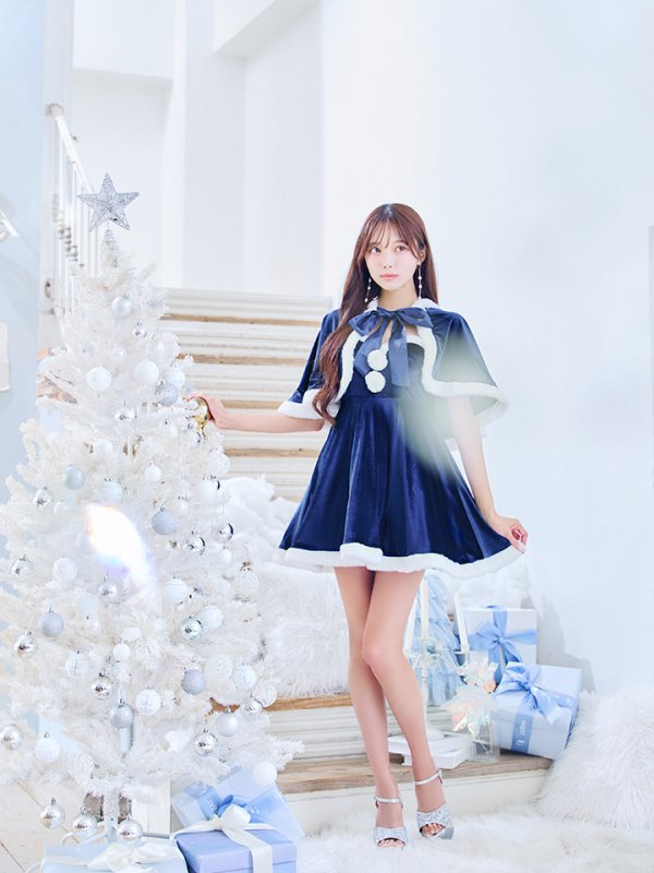 画像15: 【即日発送！】【サンタコス 4点セット】【S-Lサイズ/2カラー】ポンチョ付きフレアサンタコスプレ[YMT] (15)