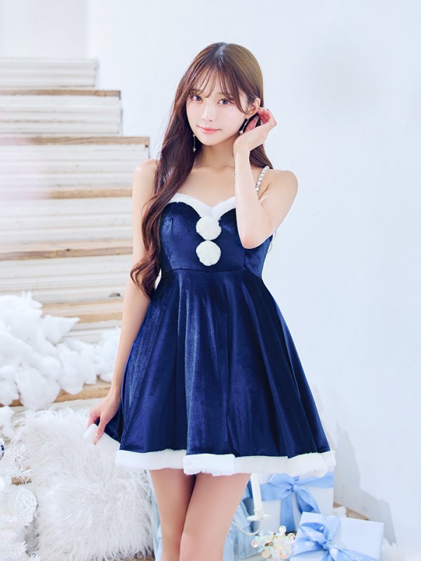 画像2: 【即日発送！】【サンタコス 4点セット】【S-Lサイズ/2カラー】ポンチョ付きフレアサンタコスプレ[YMT] (2)