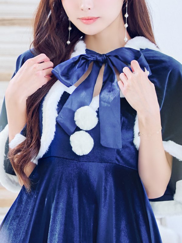 画像9: 【即日発送！】【サンタコス 4点セット】【S-Lサイズ/2カラー】ポンチョ付きフレアサンタコスプレ[YMT] (9)