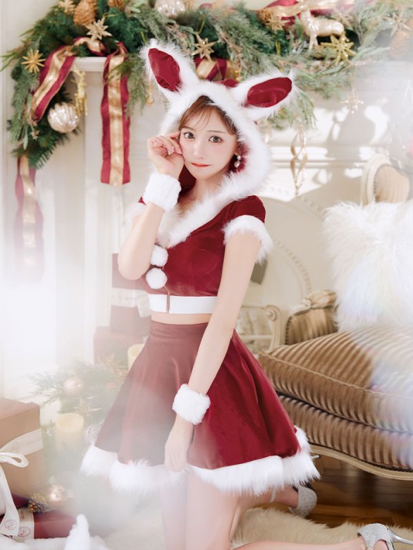 画像25: 【即日発送】【サンタコス 5点セット】【XS-XLサイズ/4カラー】セットアップバニーフレアサンタ[OF03] (25)