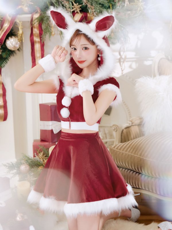 画像28: 【即日発送】【サンタコス 5点セット】【XS-XLサイズ/4カラー】セットアップバニーフレアサンタ[OF03] (28)