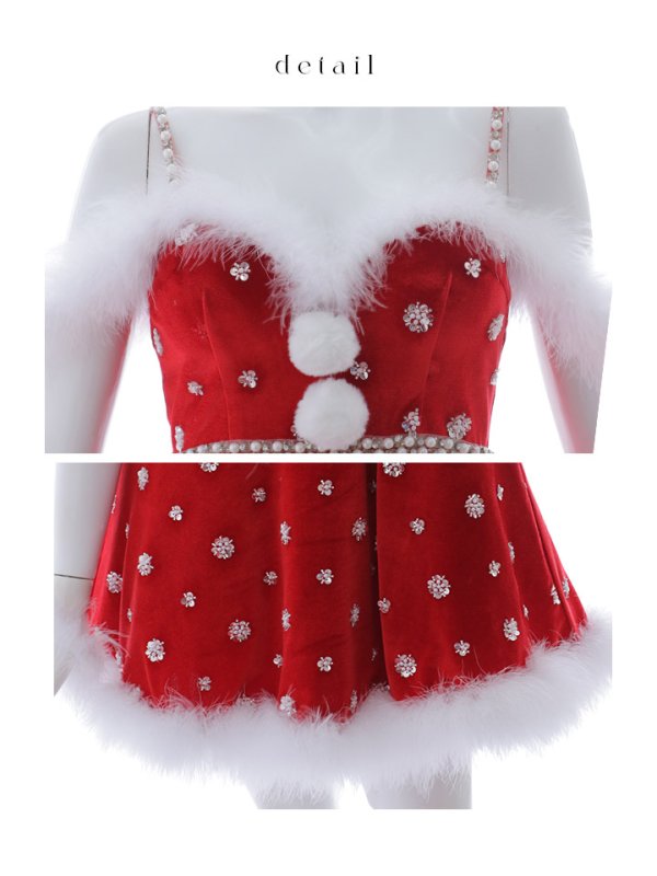 画像19: 【即日発送！】【サンタコス 4点セット】【XS-XLサイズ/1カラー】ビジューショルダーフレアサンタ[OF04] (19)