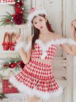 画像14: 【即日発送！】【サンタコス 5点セット】【XS-XLサイズ/2カラー】ギンガムチェックフレアサンタ[YMT] (14)