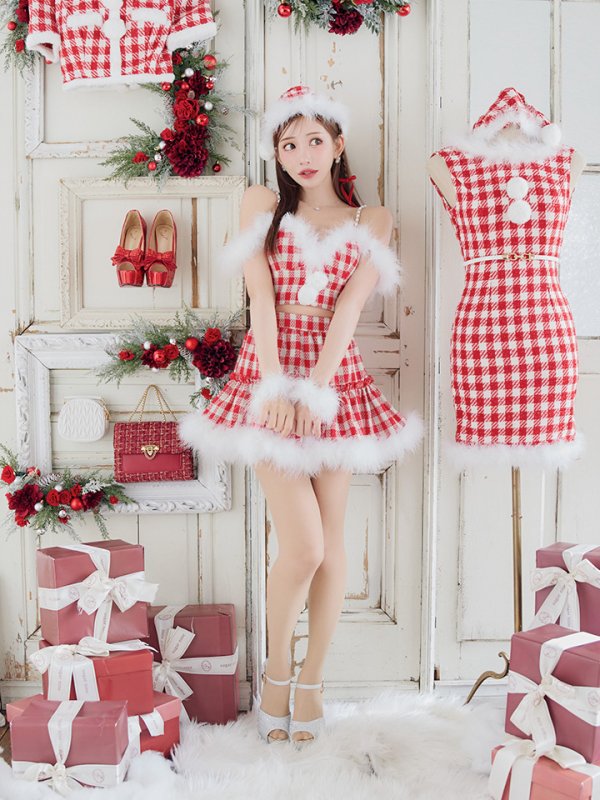 画像25: 【ノベルティ対象】【即日発送！】【サンタコス 5点セット】【XS-XLサイズ/2カラー】ギンガムチェックフレアサンタ[YMT] (25)